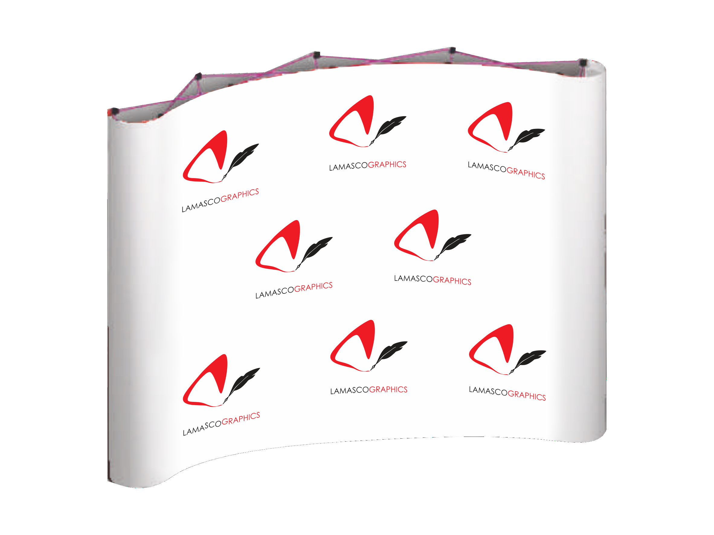 Curved Fabric Banner Wall With Wings